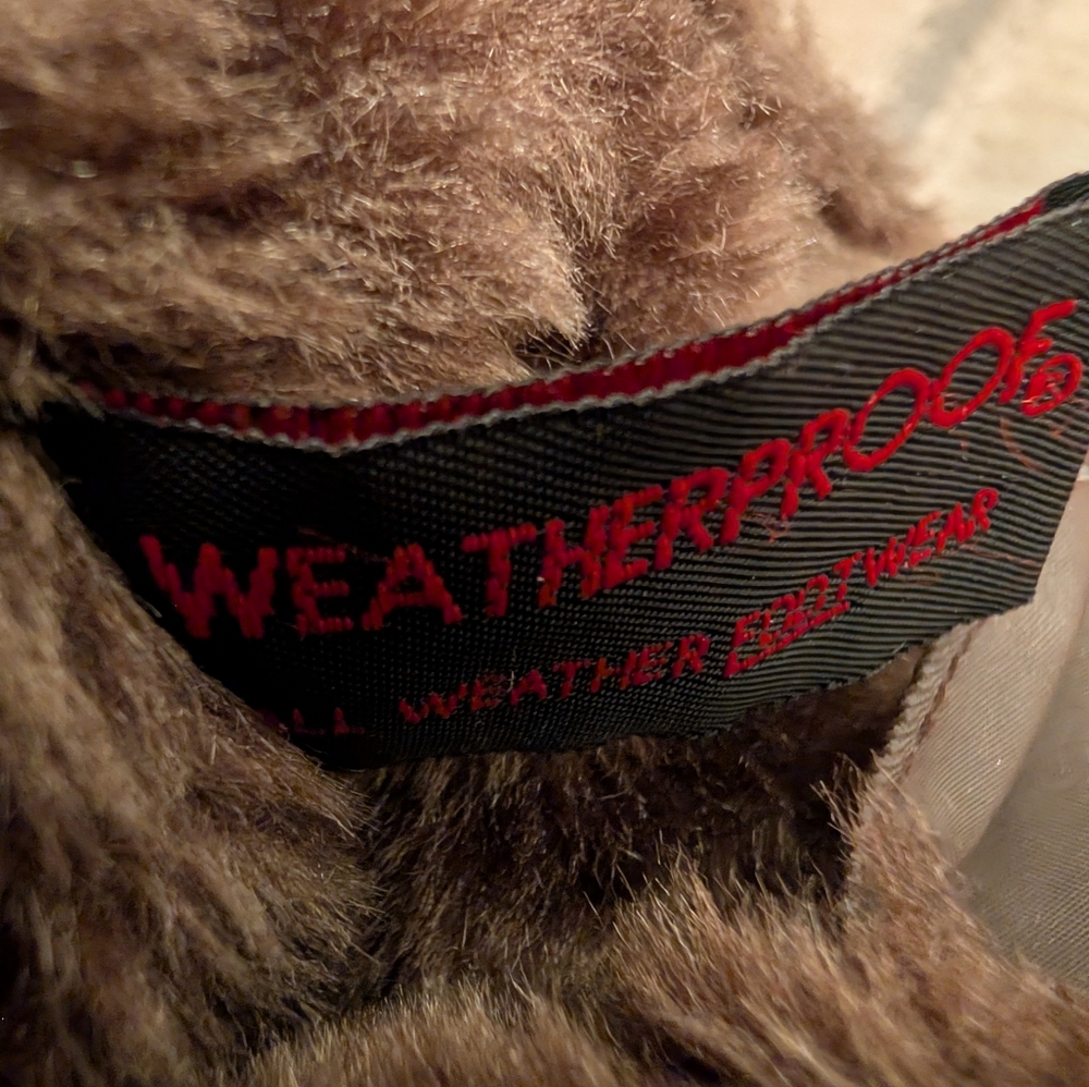 Weatherproof Chocolate Brown Square Toe Faux Fur … - image 9